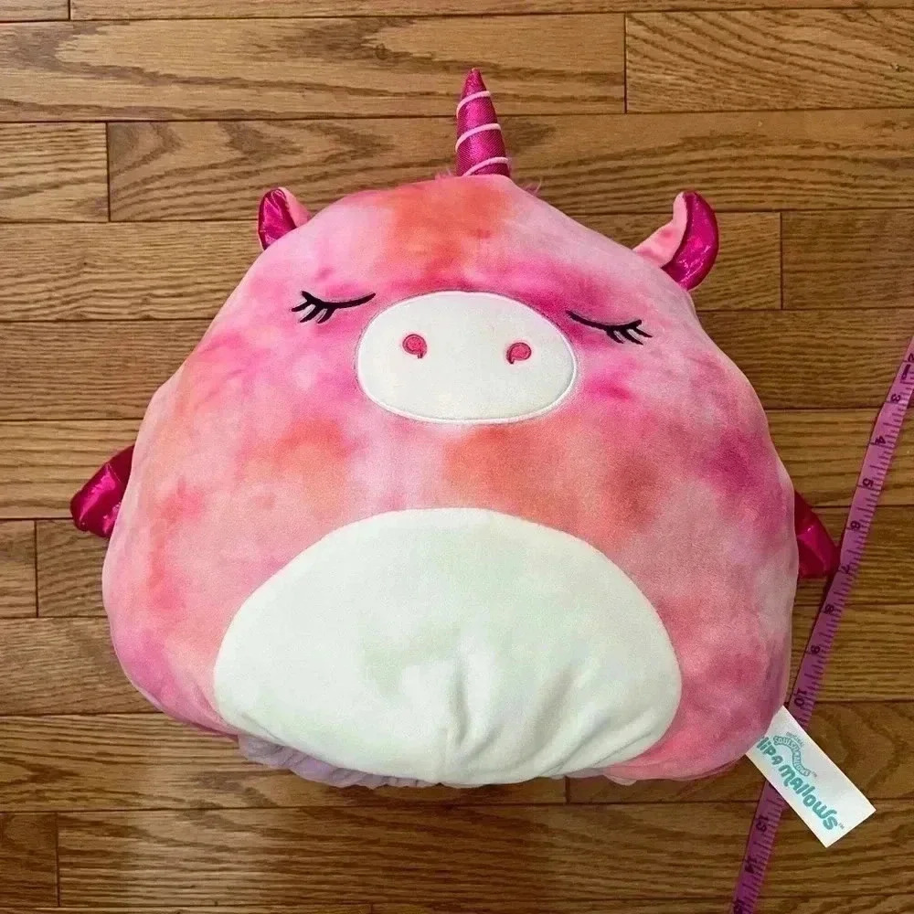 13”Squishmellows- FlipAMellows  Pink Tie Dye Sleeping Unicorn and Purple Unicorn